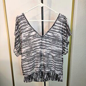 AGB Roused/Laced Black and White Women's Summer Top/Size Large